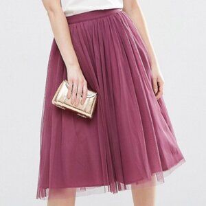 ASOS Tulle Prom Skirt with Multi Layers - Burgundy, Medium